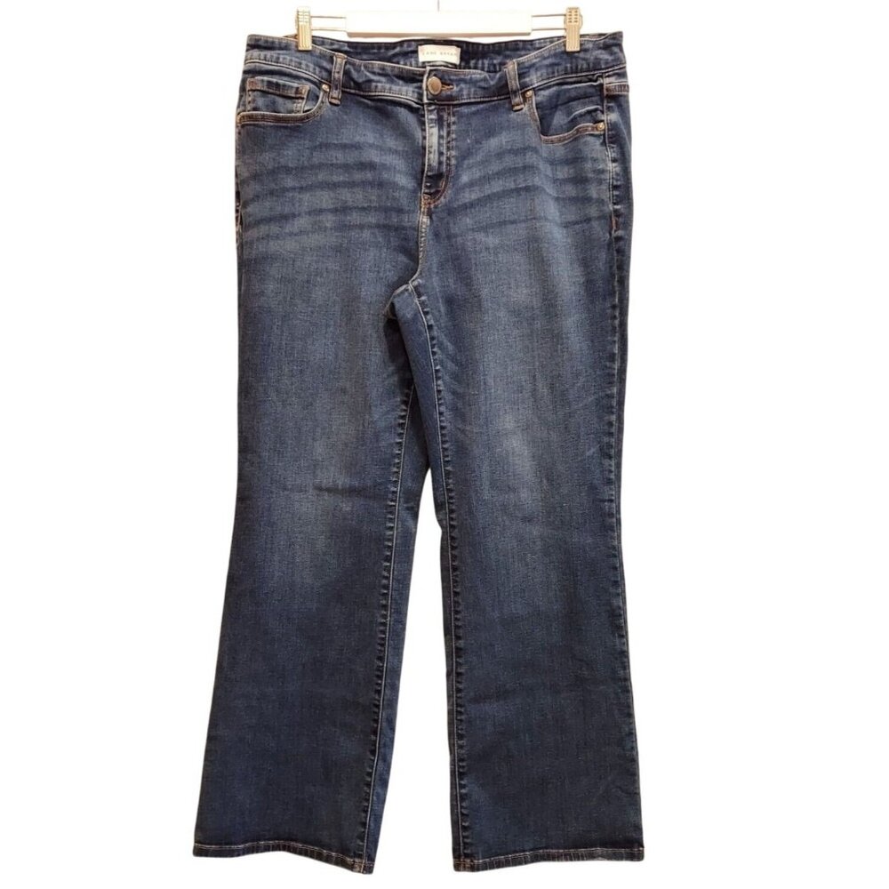 Lane Bryant Womens Size 18 Flex Magic Waist Straight Denim Jeans whiskered